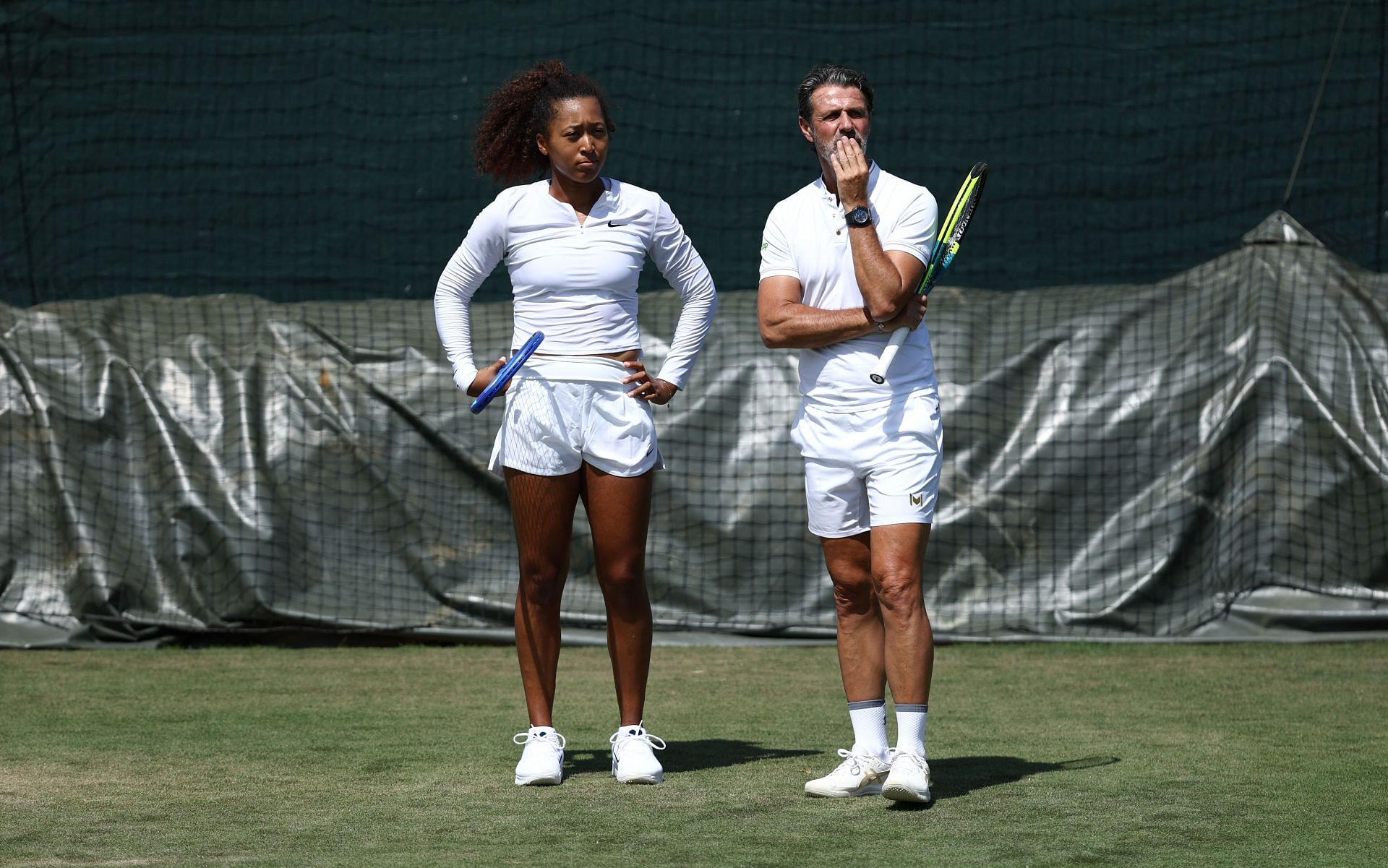 Naomi Osaka (left) and Patrick Mouratoglou (right) at the 2025 Wimbledon Championships (Source: Getty)